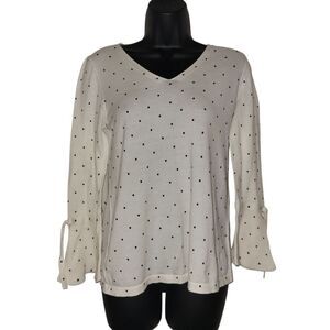 LOFT Cream Blouse with Black Dots